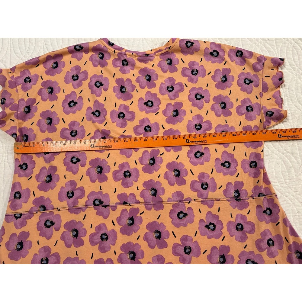 LOGO Lori Goldstein 2X Floral Print Ruffle Sleeve Knit Top Blouse - Picture 4 of 5